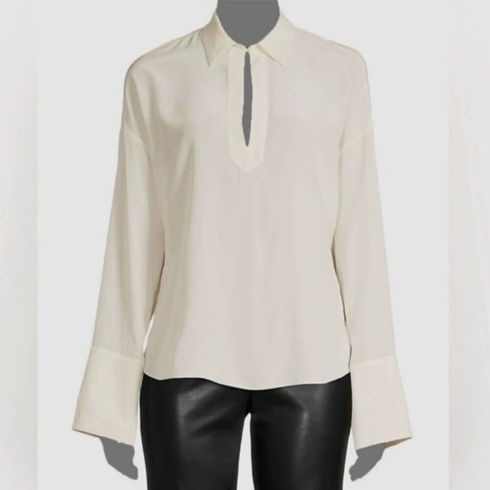 Rebecca Taylor Essential Silk Blouse Snow Color Size XS NWT Style 622052B022